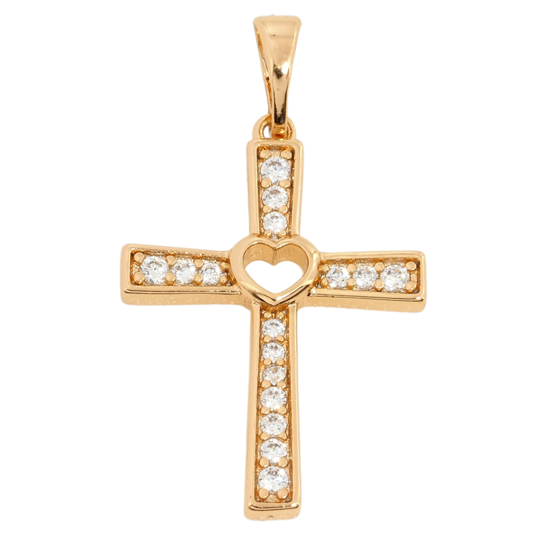 Кулон Xuping Позолота 18K Хрест з цирконієм та сердечком для ланцюжка до 5мм фото №16