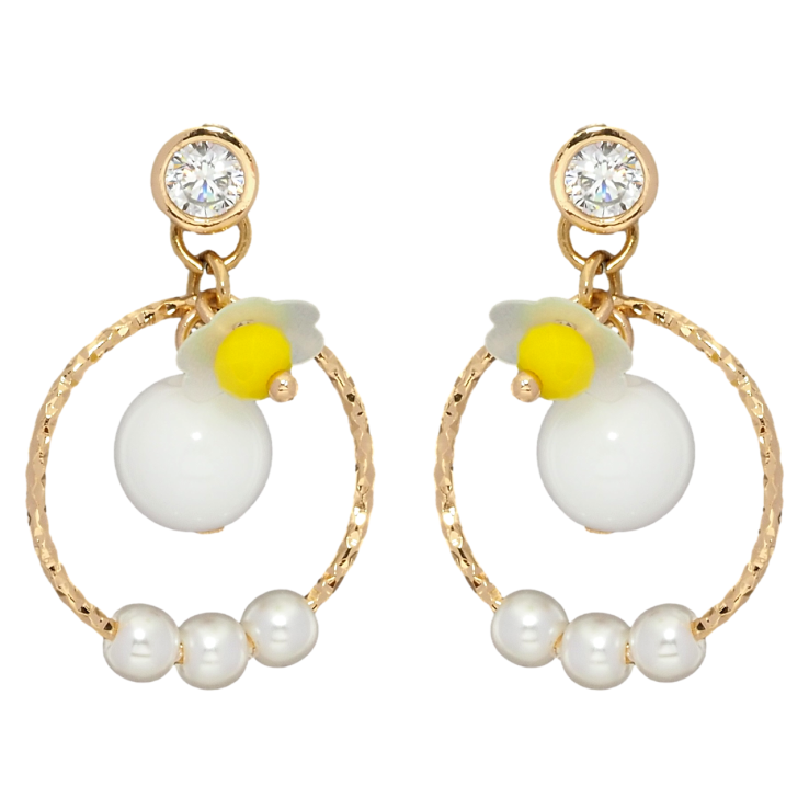 Сережки Xuping Позолота 18K пусети Декоративні підвіски з перлинними намистинами фото №5