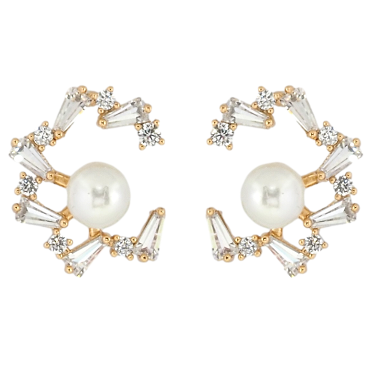 Серьги Xuping Позолота 18K пусеты Кристальные веночки с жемчугом фото №24 Серьги Xuping Позолота 18K пусеты Кристальные веночки с жемчугом фото №24