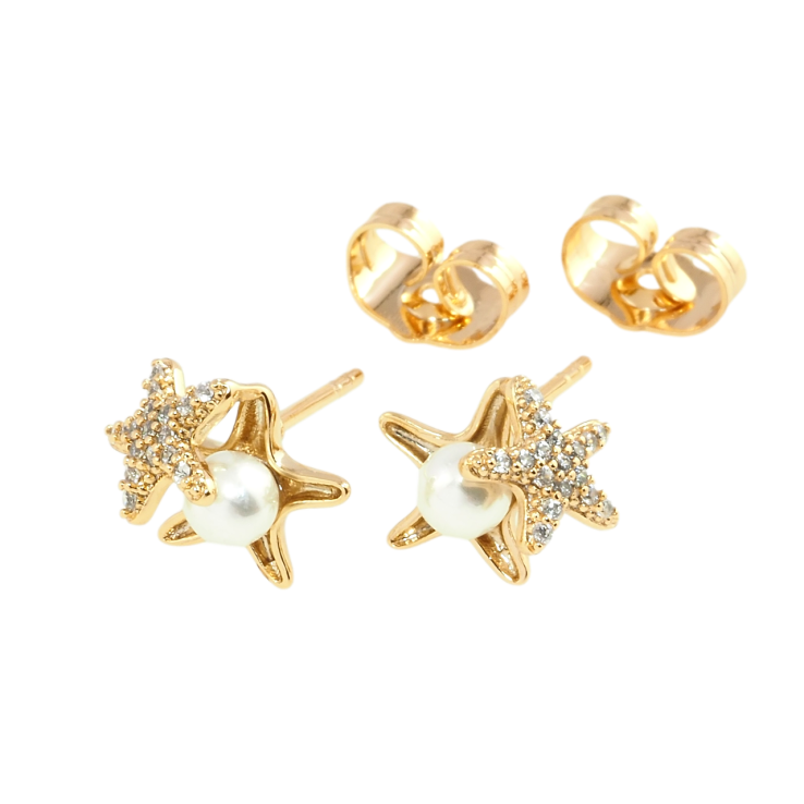 Серьги Xuping Позолота 18K пусеты Звезды с инкрустацией цирконием и жемчугом фото №25 Серьги Xuping Позолота 18K пусеты Звезды с инкрустацией цирконием и жемчугом фото №25