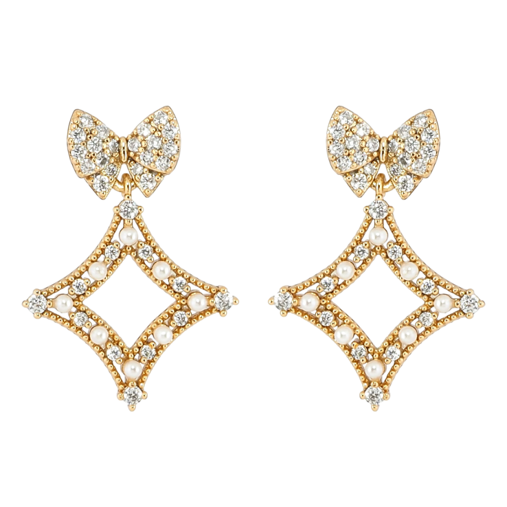 Сережки Xuping Позолота 18K пусети Банти з ромбовими підвісками фото №17