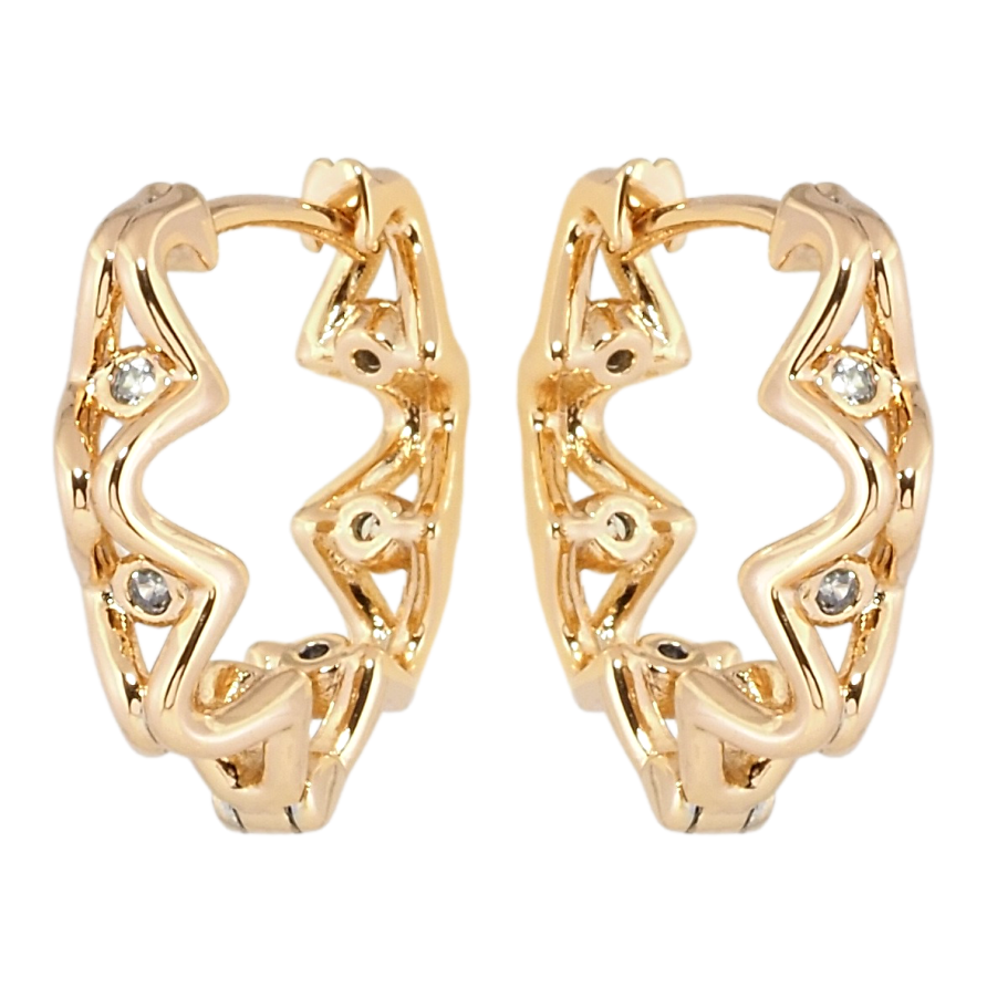 Серьги Xuping Позолота 18K колечки Декоративный узор с цирконием фото №1