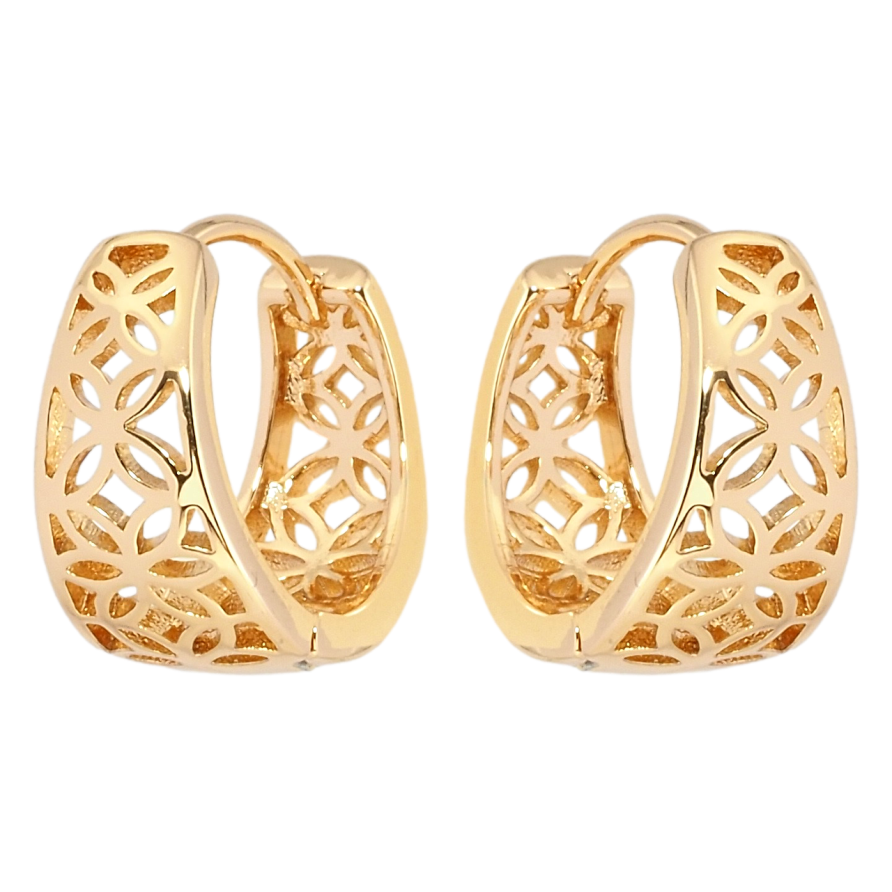 Серьги Xuping Позолота 18K колечки Резной узор фото №1