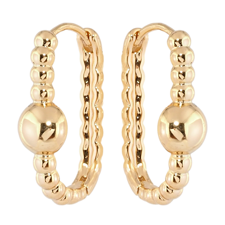 Серьги Xuping Позолота 18K колечки Узор из шариков фото №1