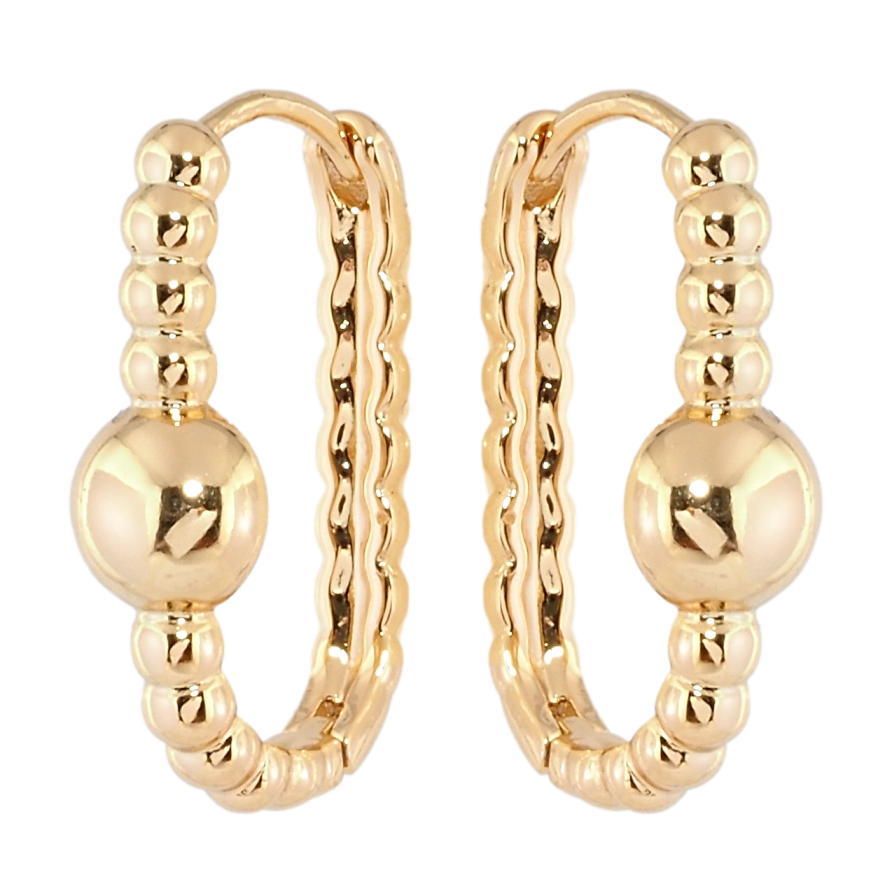 Серьги Xuping Позолота 18K колечки Узор из шариков фото №1
