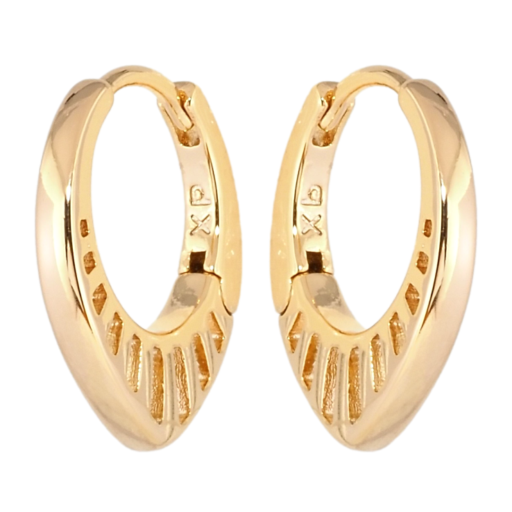 Серьги Xuping Позолота 18K колечки Боковой резной узор фото №3