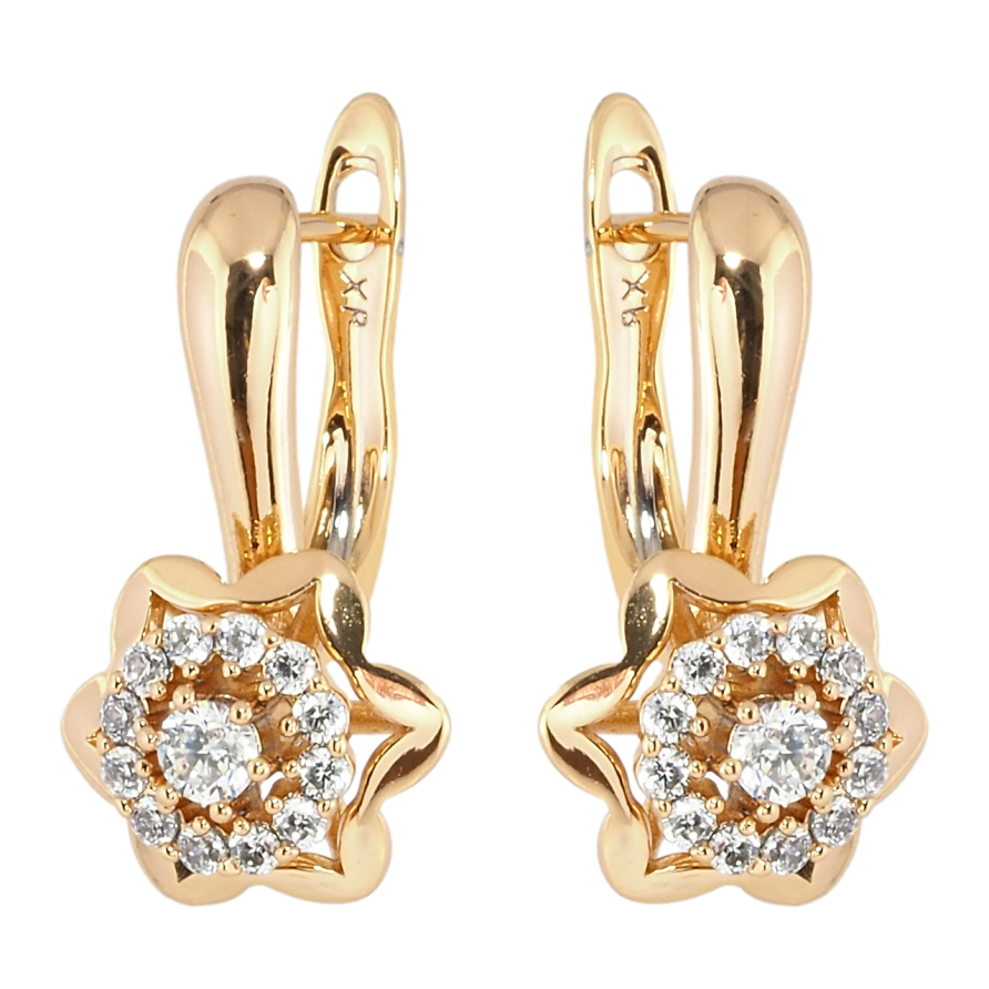 Сережки Xuping Позолота 18K англійський замок Квіточки з цирконієм фото №1