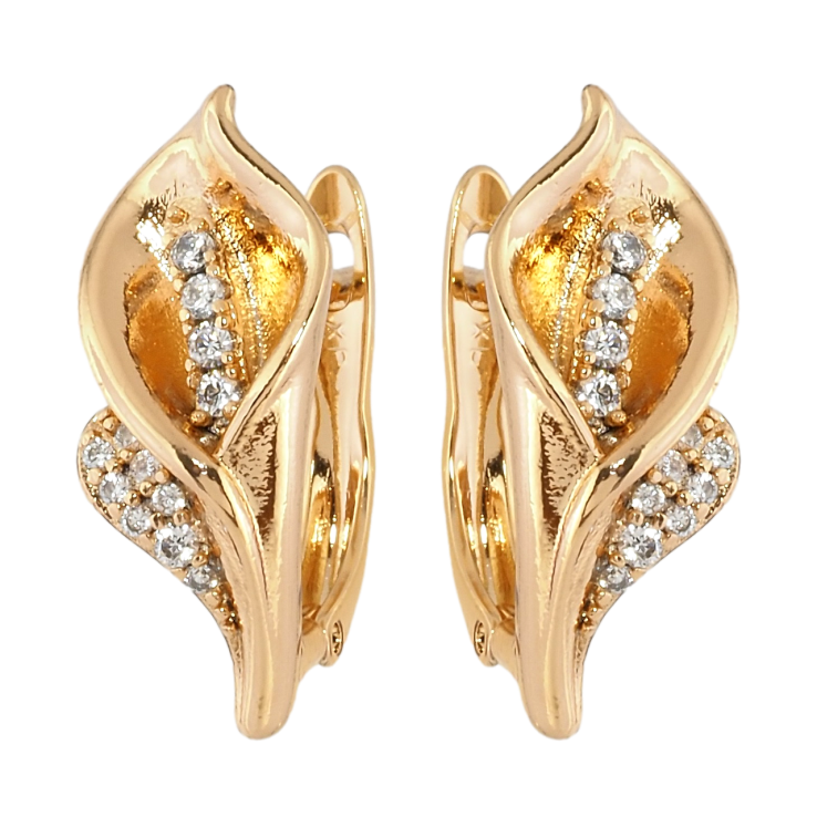 Сережки Xuping Позолота 18K англійський замок Калли фото №12 Сережки Xuping Позолота 18K англійський замок Калли фото №12