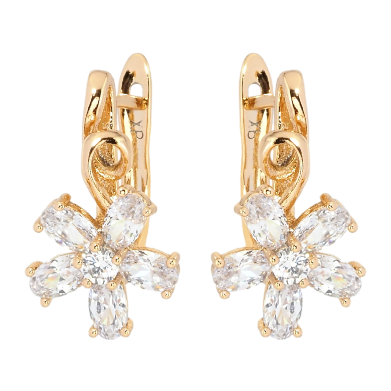 Сережки Xuping Позолота 18K англійський замок Кришталеві квіточки фото №3