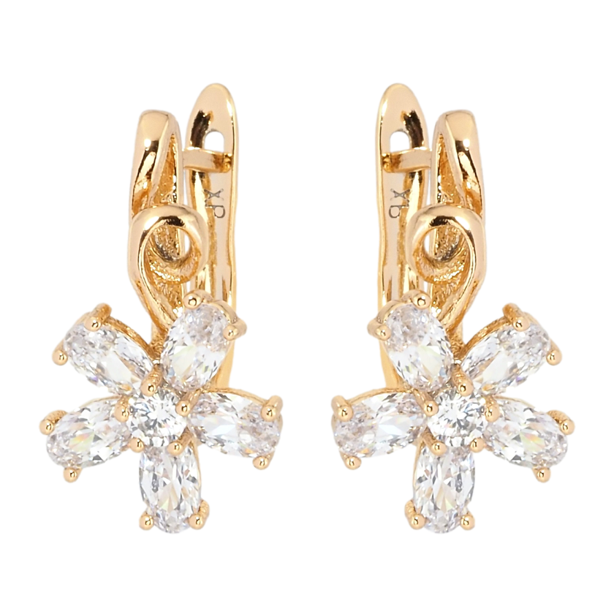 Сережки Xuping Позолота 18K англійський замок Кришталеві квіточки фото №1