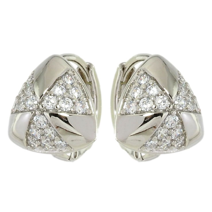 Серьги Xuping Родий колечки Треугольники с узором цирконием фото №14