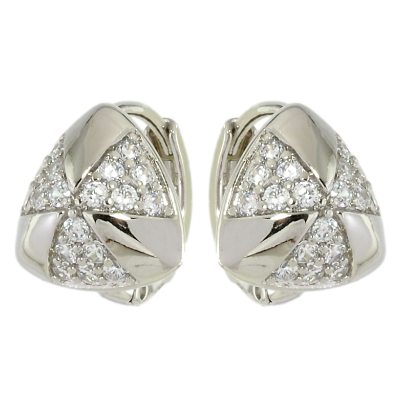 Сережки Xuping Родій колечка Трикутники з візерунком цирконієм фото №8