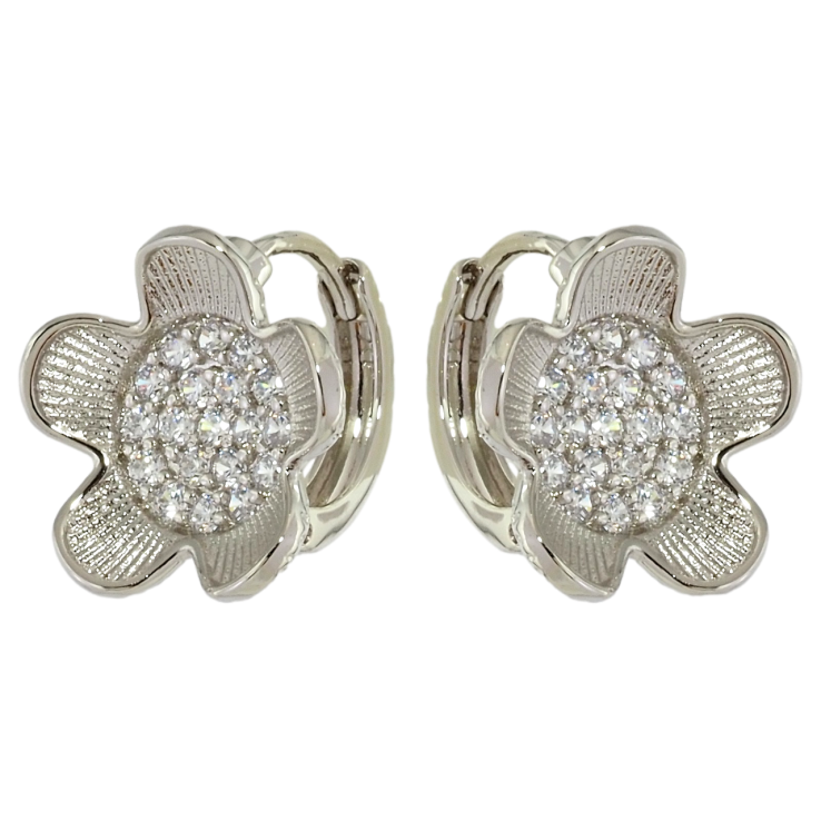 Серьги Xuping Родий колечки Цветочки с цирконием фото №12