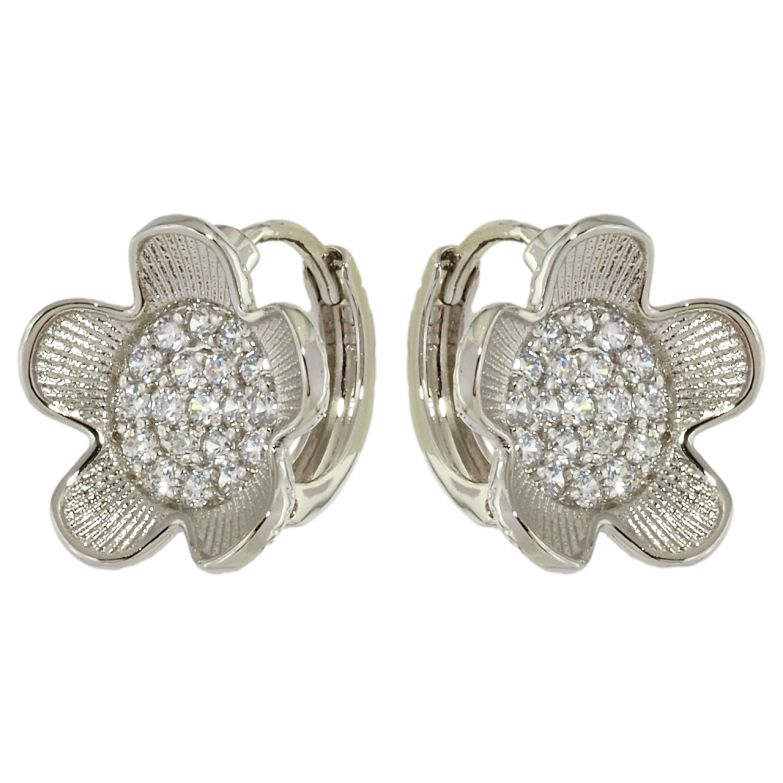 Сережки Xuping Родій колечка Квіточки з цирконієм фото №1