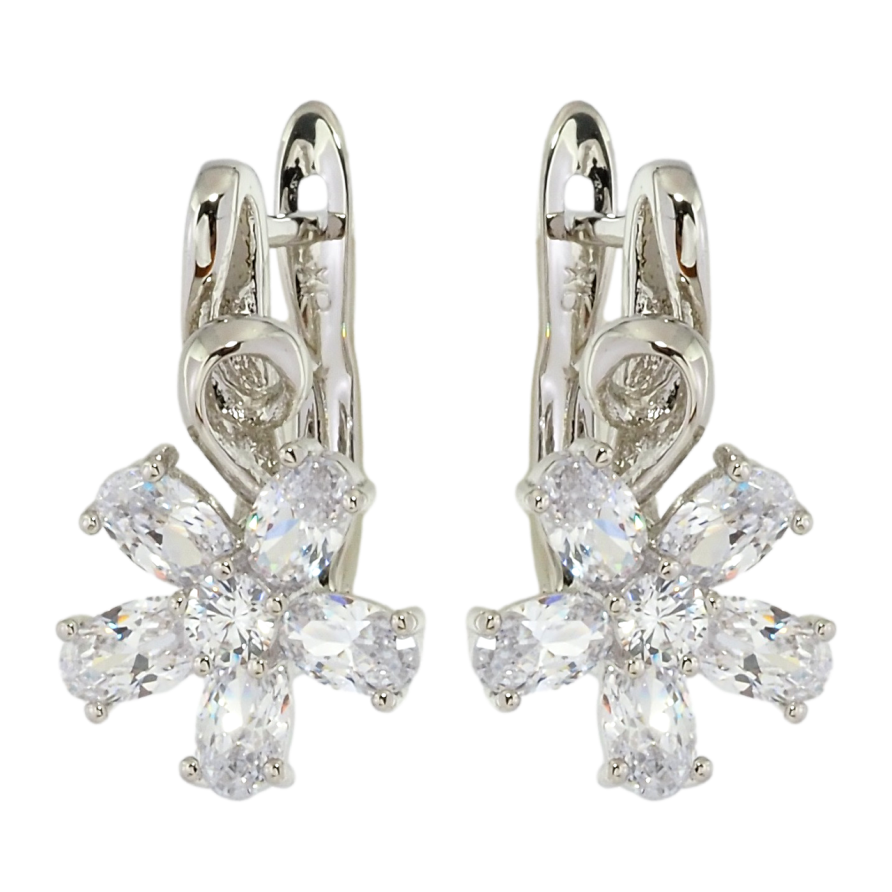 Сережки Xuping Родій англійський замок Кришталеві квіточки фото №1