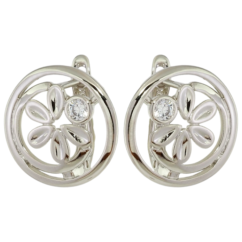 Серьги Xuping Родий английский замок Цветочный орнамент фото №1