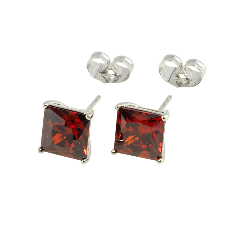 Сережки Xuping Родій пусети Червоні фіаніти 8х8мм фото №16