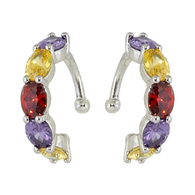 Сережки Xuping Родій кафи Доріжки кольорових фіанітів фото №1