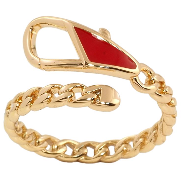 Кольцо Xuping Позолота 18K Цепочка с карабином, красная эмаль фото №9