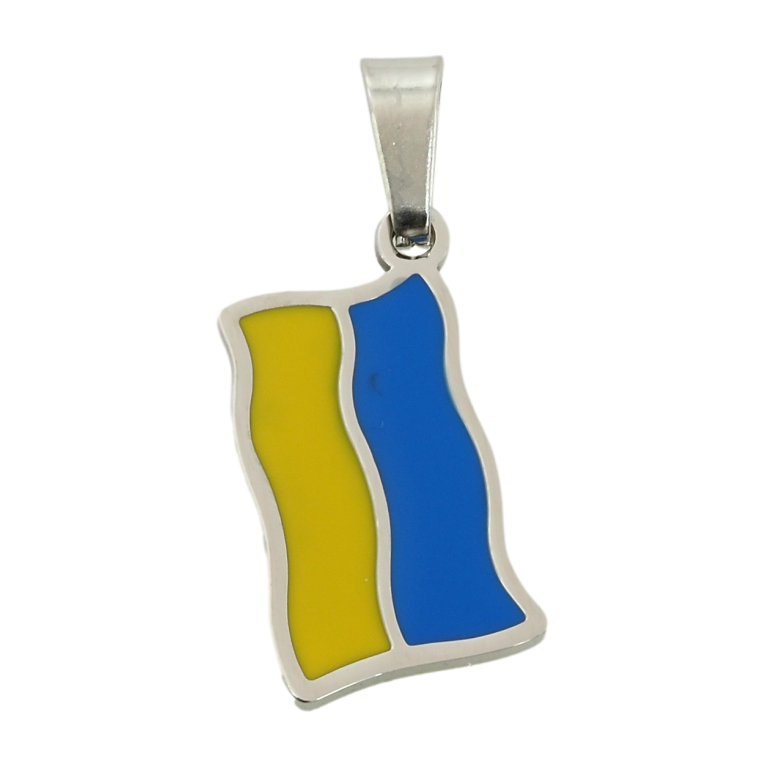 Кулон Xuping TTM Stainless Steel цвет Родий Флаг Украины, покрытие эмалью 9х15мм, для цепочки до 4мм фото №1