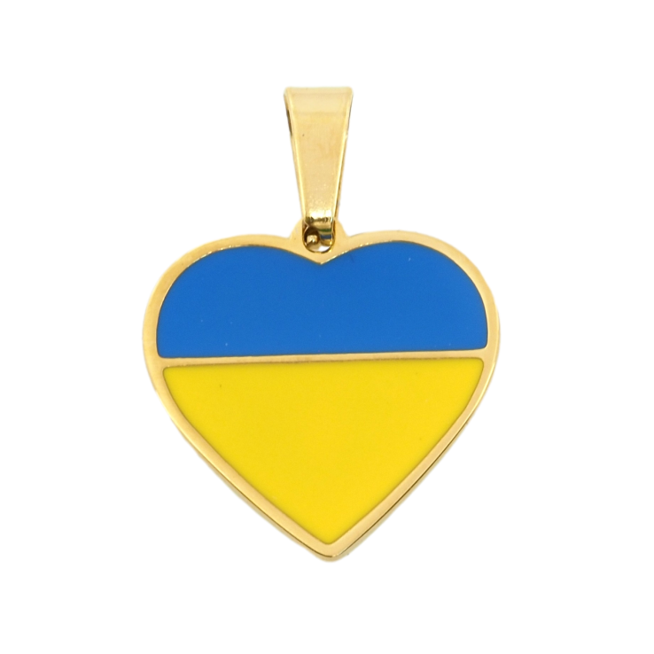 Кулон Xuping TTM Stainless Steel колір 14К Серце в кольорах прапора України Емаль 16х16мм для ланцюжка до 4мм фото №10 Кулон Xuping TTM Stainless Steel колір 14К Серце в кольорах прапора України Емаль 16х16мм для ланцюжка до 4мм фото №10