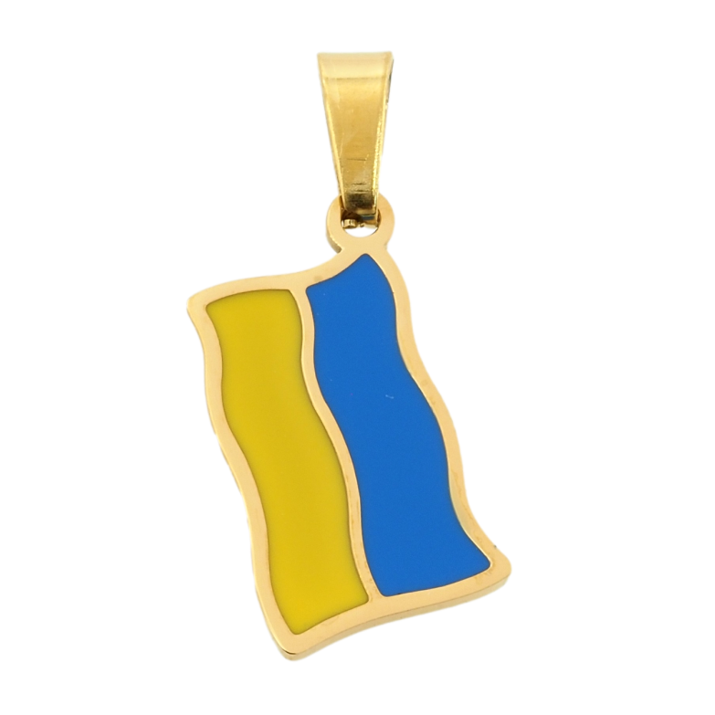 Кулон Xuping TTM Stainless Steel колір 14К Прапор України, покриття емаллю 9х15мм, для ланцюжка до 4мм фото №1