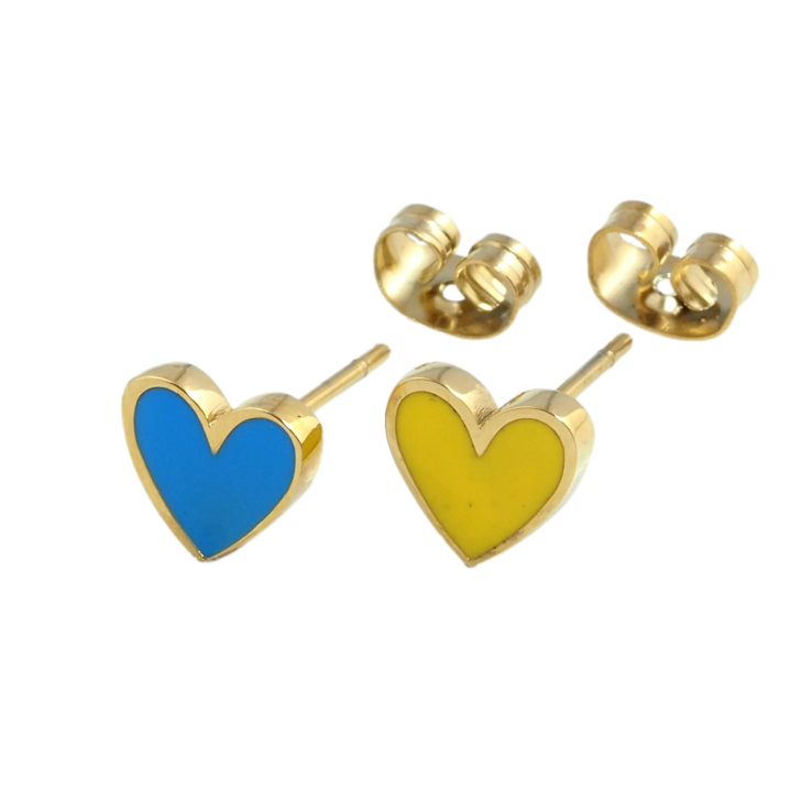 Сережки Xuping TTM Stainless Steel колір 14К пусети Сердечки Патріотичні жовто-блакитні фото №24 Сережки Xuping TTM Stainless Steel колір 14К пусети Сердечки Патріотичні жовто-блакитні фото №24