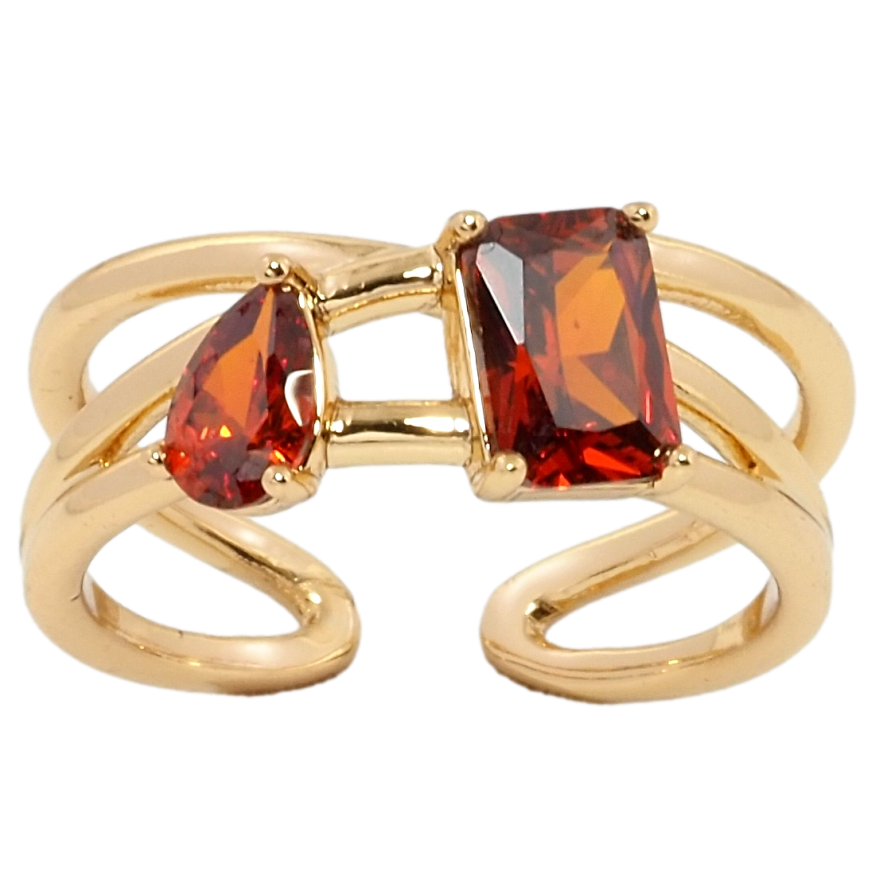 Кольцо Xuping Позолота 18K Два красных фианита фото №1