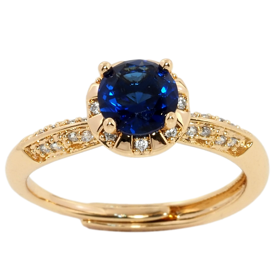 Кольцо Xuping Позолота 18K Синий фианит в декоративной оправе фото №1