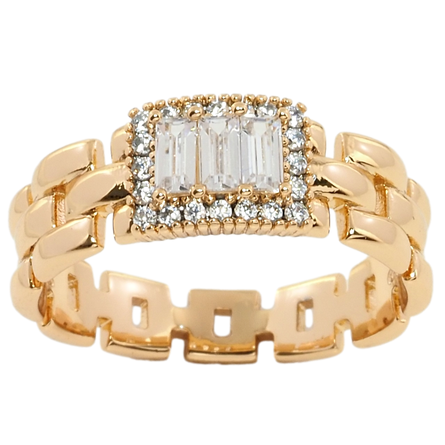 Кольцо Xuping Позолота 18K Браслетный узор с вставкой из циркония фото №1