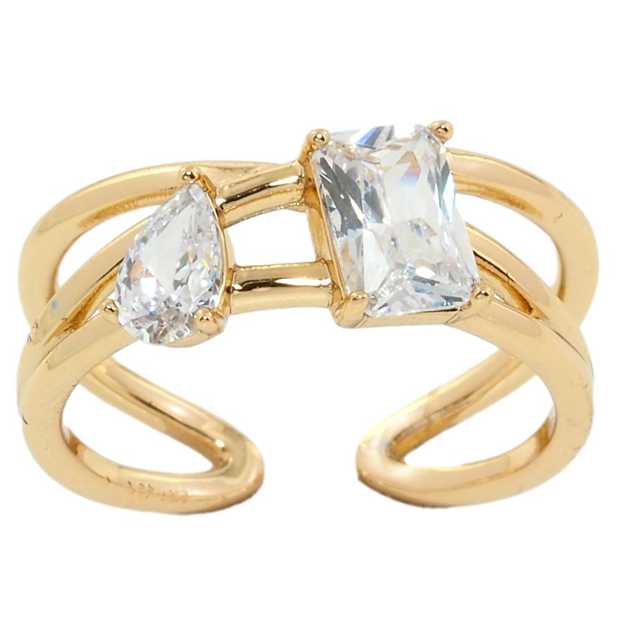 Кольцо Xuping Позолота 18K Два фианита фото №1