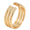 Кольцо Xuping Позолота 18K Тройная разъемная шинка с цирконием фото №2