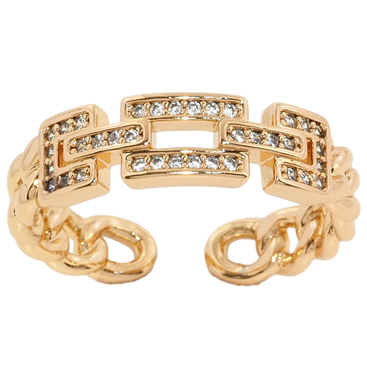 Кольцо Xuping Позолота 18K Узор цепочка с цирконием фото №23