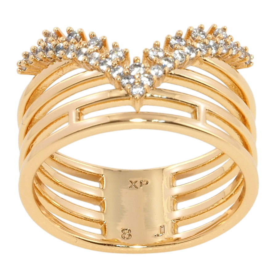 Кольцо Xuping Позолота 18K Широкая шинка с узором из циркония фото №1