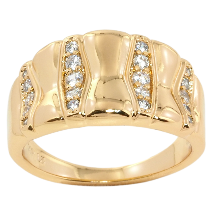 Кольцо Xuping Позолота 18K Широкая шинка с узором из циркония фото №9