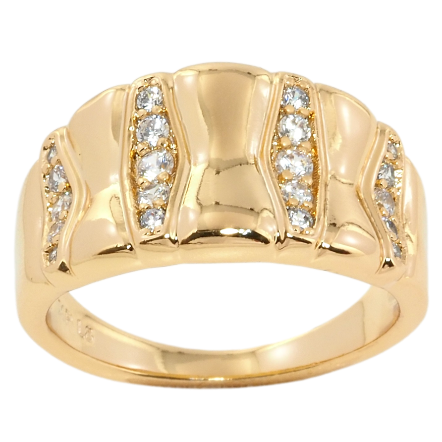 Кольцо Xuping Позолота 18K Широкая шинка с узором из циркония фото №1