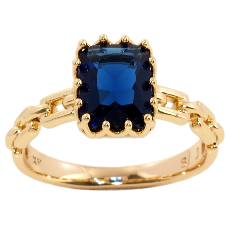 Кольцо Xuping Позолота 18K Узор цепочка с синим фианитом фото №16