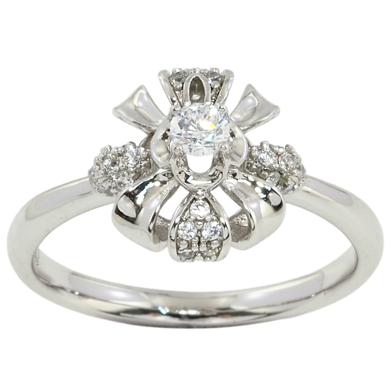 Кольцо Xuping Родий Декоративный цветок с цирконием фото №1