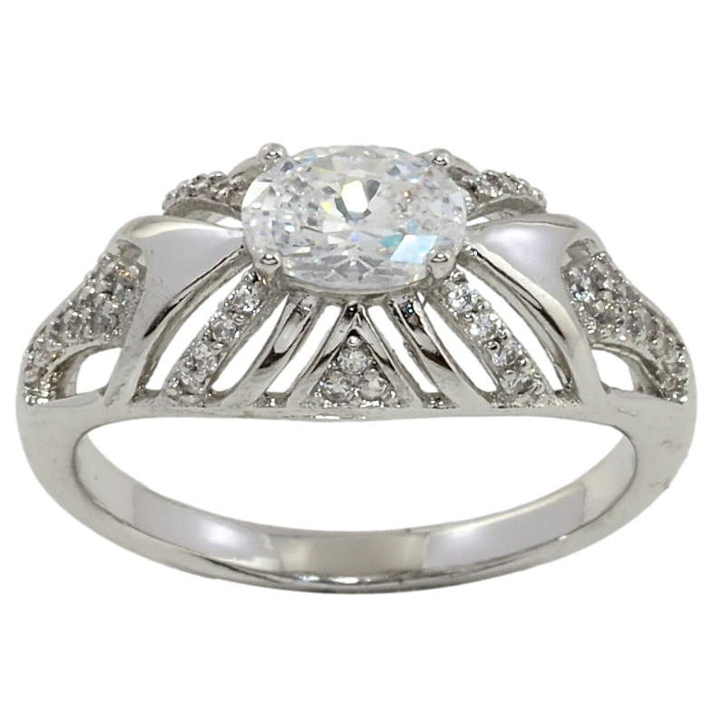 Кольцо Xuping Родий Декоративный узор с фианитом фото №1