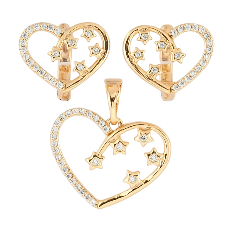 Набор Xuping Позолота 18K Серьги Кулон Сердечки фото №1