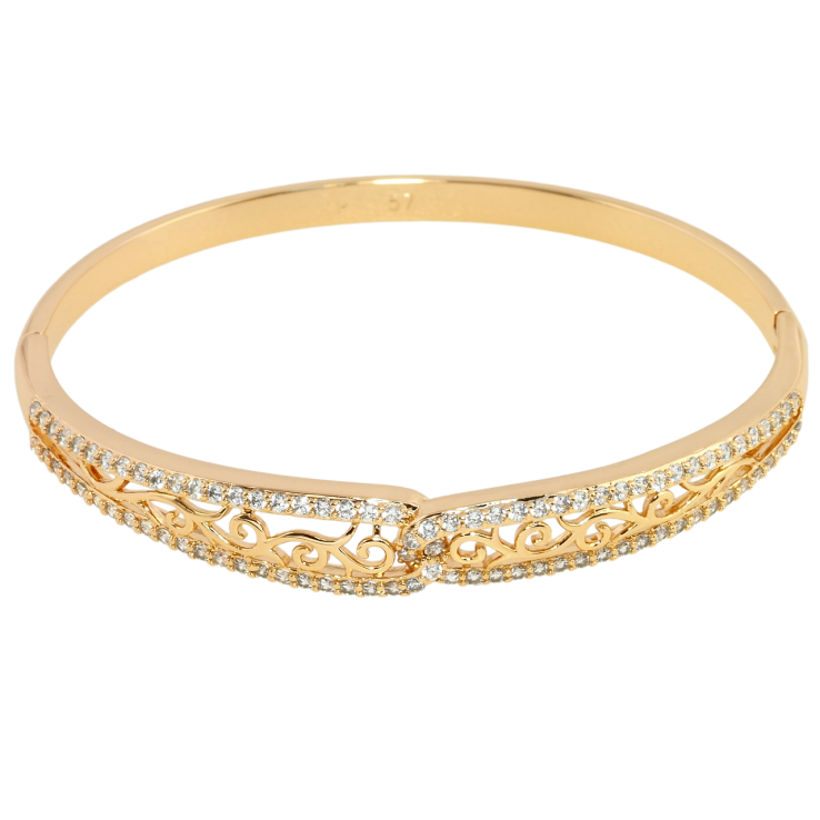 Браслет Xuping Позолота 18K Вензельный орнамент с дорожками циркония ø 5.7см фото №3