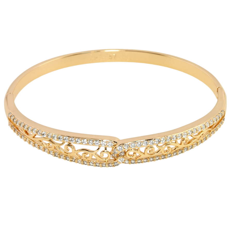 Браслет Xuping Позолота 18K Вензельный орнамент с дорожками циркония ø 5.7см фото №1