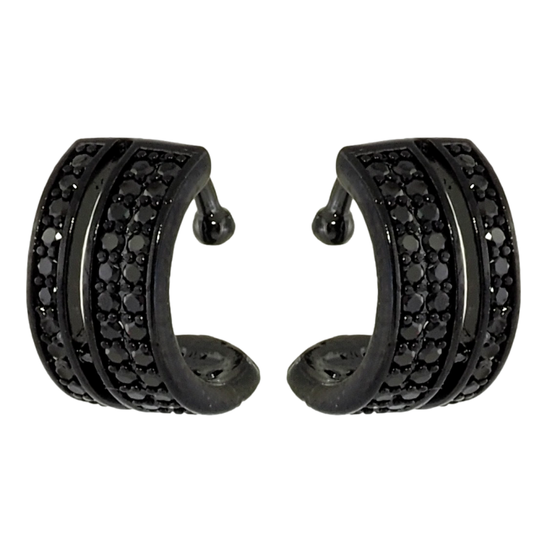 Серьги Xuping Позолота Black (черное золото) каффы Инкрустация черным цирконием фото №1