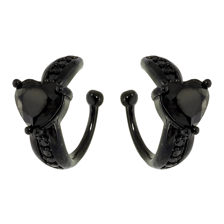 Сережки Xuping Позолота Black (чорне золото) кафи Чорні кристальні серця фото №2 Сережки Xuping Позолота Black (чорне золото) кафи Чорні кристальні серця фото №2