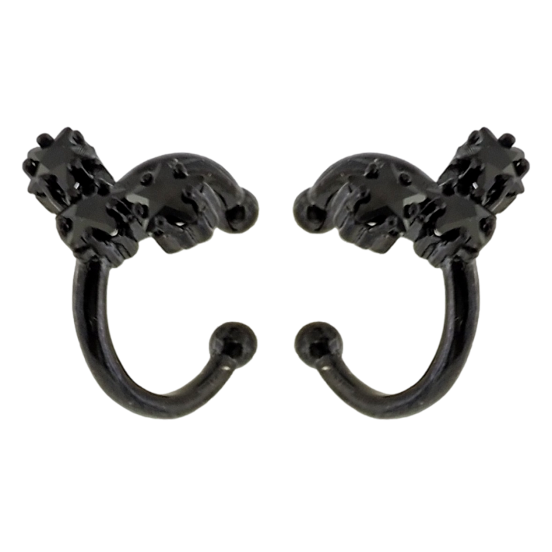 Сережки Xuping Позолота Black (чорне золото) кафи Чорні кристальні зірочки фото №1 Сережки Xuping Позолота Black (чорне золото) кафи Чорні кристальні зірочки фото №1