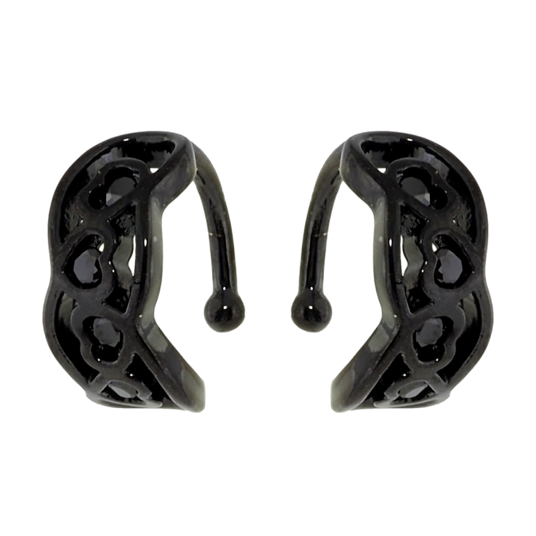 Сережки Xuping Позолота Black (чорне золото) кафи Візерунок серця з чорним цирконієм фото №7