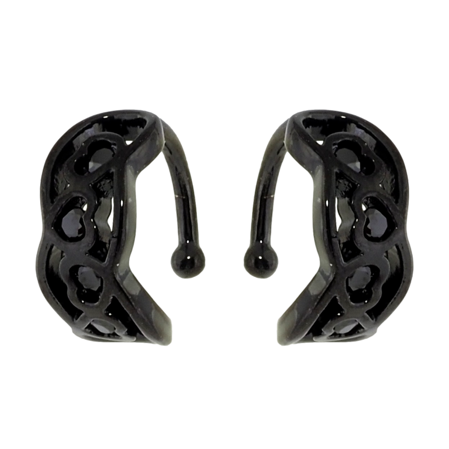 Сережки Xuping Позолота Black (чорне золото) кафи Візерунок серця з чорним цирконієм фото №1