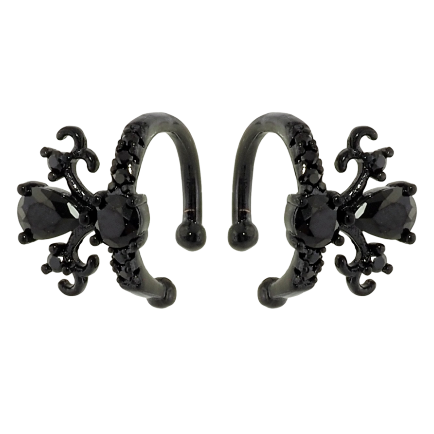 Сережки Xuping Позолота Black (чорне золото) кафи Візерунок з чорним цирконієм фото №1