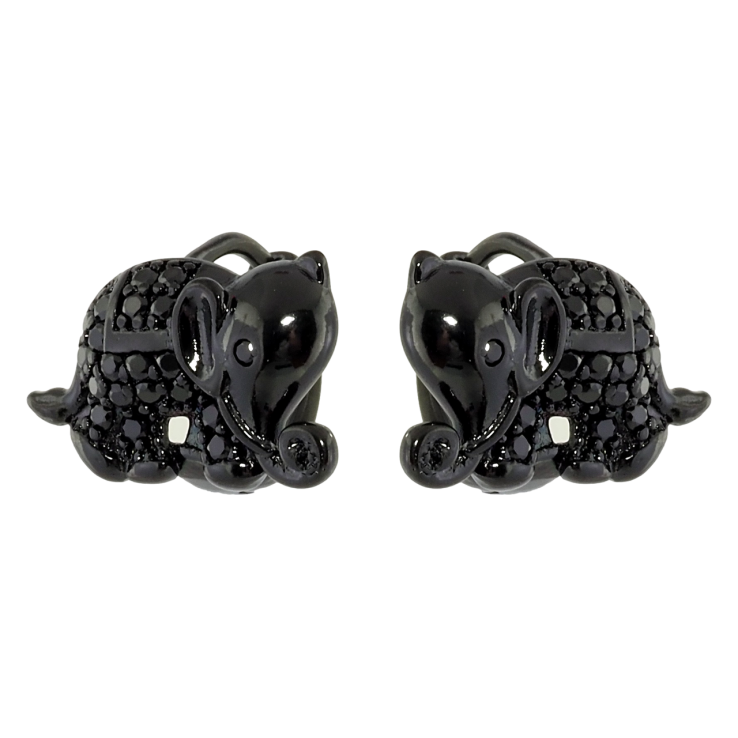 Сережки Xuping Позолота Black (чорне золото) колечка Слоники інкрустація чорним цирконієм фото №12 Сережки Xuping Позолота Black (чорне золото) колечка Слоники інкрустація чорним цирконієм фото №12