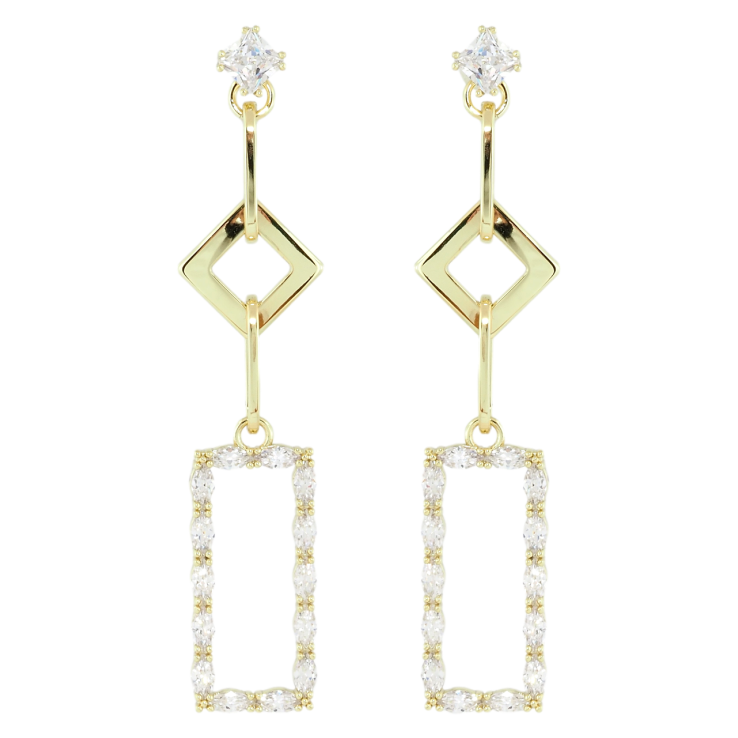 Серьги Xuping Позолота 14K пусеты Геометрические подвески с цирконием фото №19